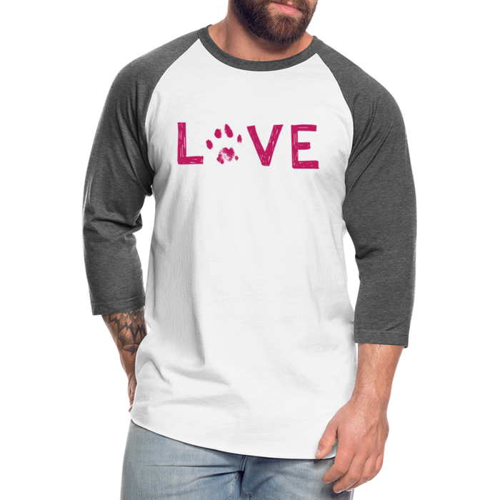 Love Pawprint Baseball T-Shirt - white/charcoal