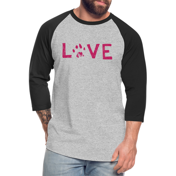 Love Pawprint Baseball T-Shirt - heather gray/black
