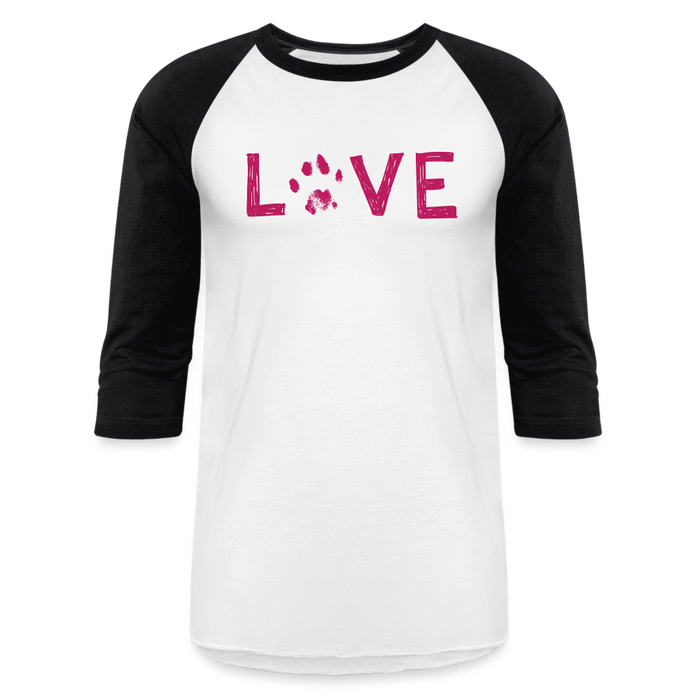Love Pawprint Baseball T-Shirt - white/black