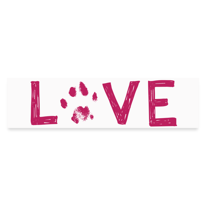 Love Pawprint Bumper Sticker - white matte