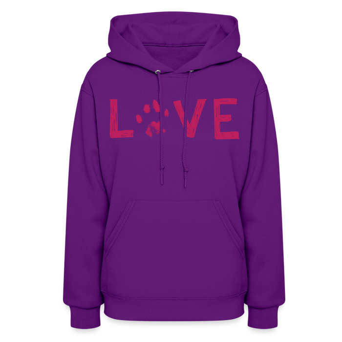 Love Pawprint Contoured Hoodie - purple