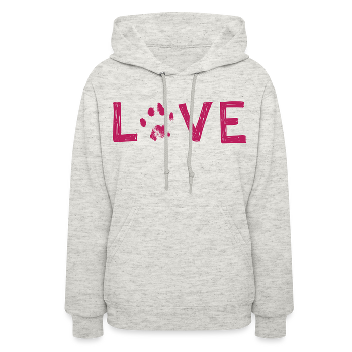 Love Pawprint Contoured Hoodie - heather oatmeal
