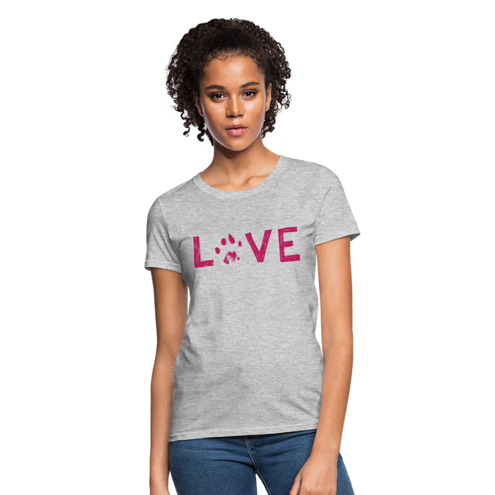 Love Pawprint Contoured T-Shirt - heather gray