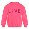 Love Pawprint Kids' Crewneck Sweatshirt - neon pink