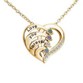 Christmas Gift "Love You Forever“Diamond Heart Pendant Necklace Gold Mom Necklace MelodyNecklace