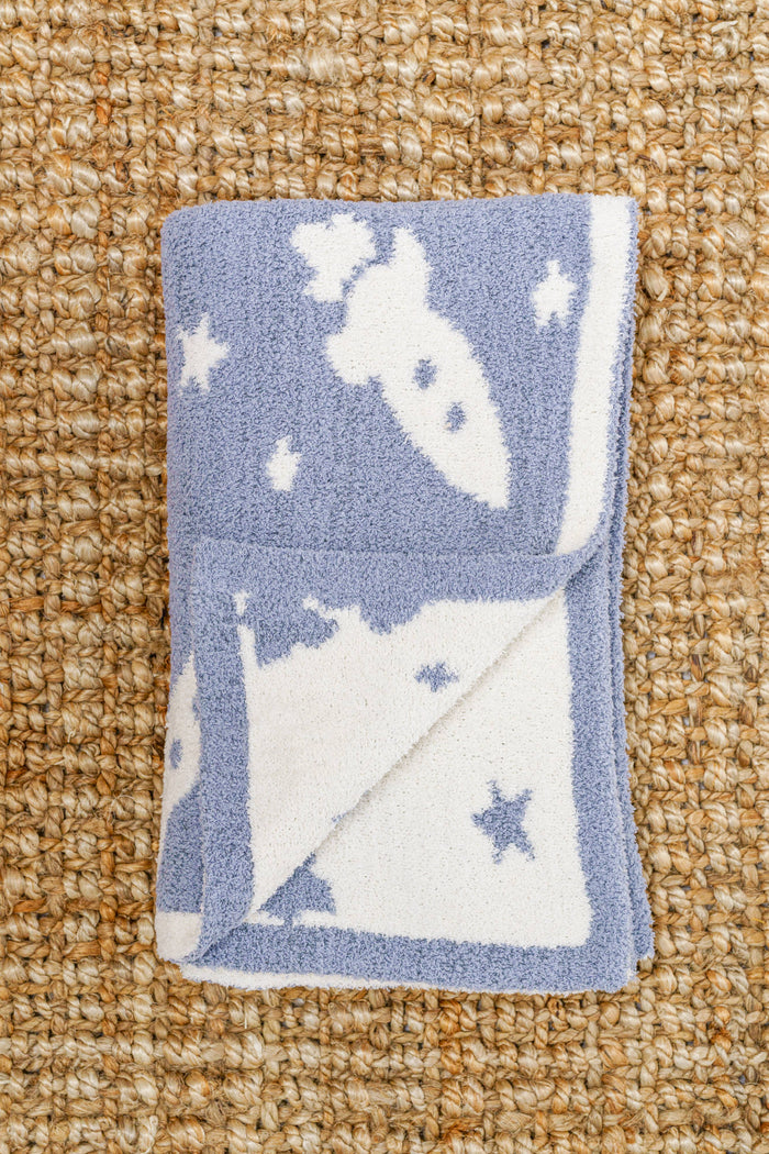 Luxury Cozy Baby Blanket - Blue Rockets
