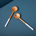 Madras Mango Wood & White Enamel Traditional Serving Set