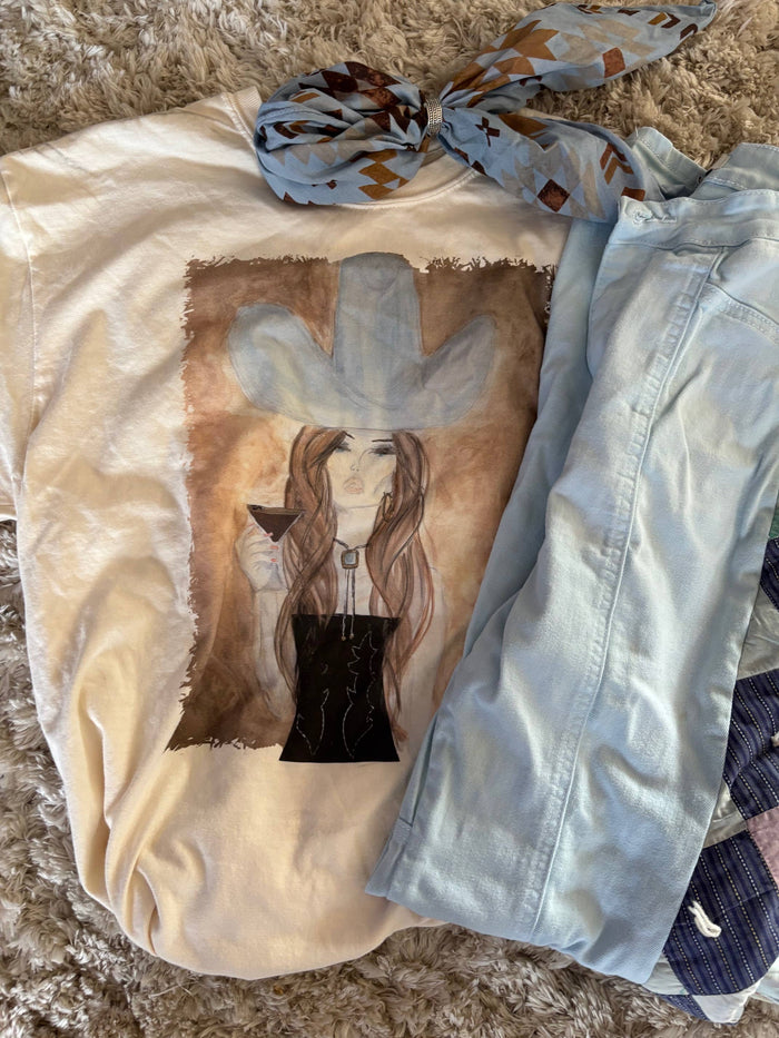 Martini Cowgirl Graphic Tee
