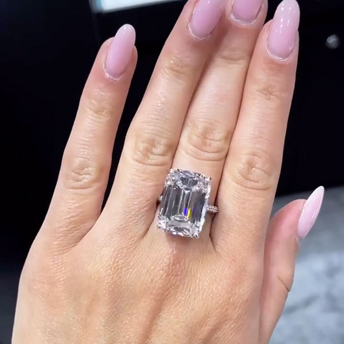 Maxine Captivating 15Ct Emerald Cut Engagement Ring For Women