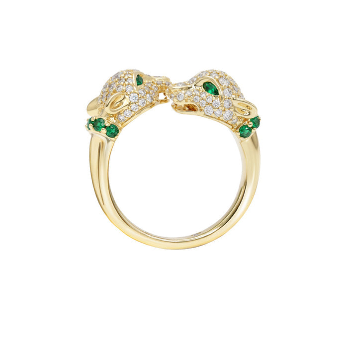 Melinda Maria Jaguar Pavé Ring in Gold side view