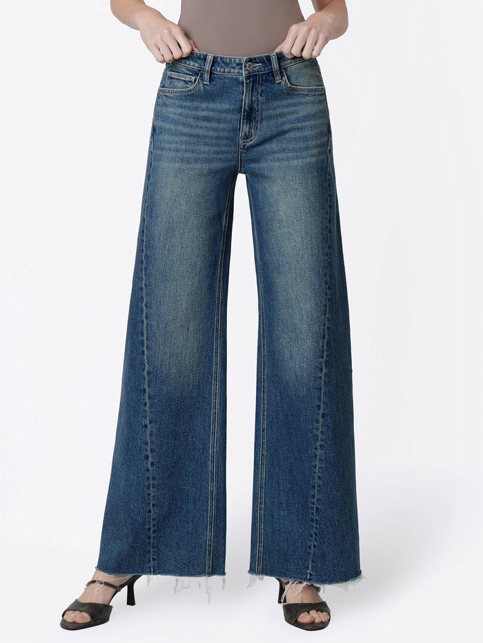 Melody HIGH RISE SIDE SEAMED DARK WIDE LEG JEANS