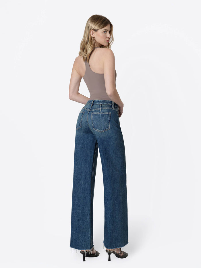 Melody HIGH RISE SIDE SEAMED DARK WIDE LEG JEANS