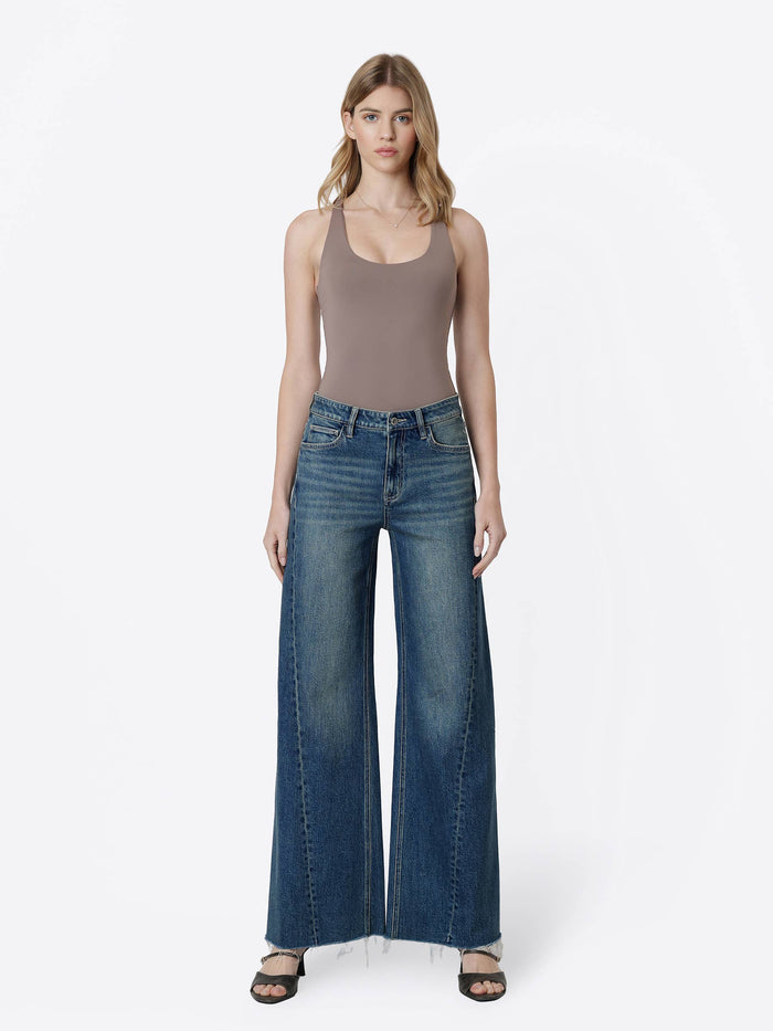 Melody HIGH RISE SIDE SEAMED DARK WIDE LEG JEANS