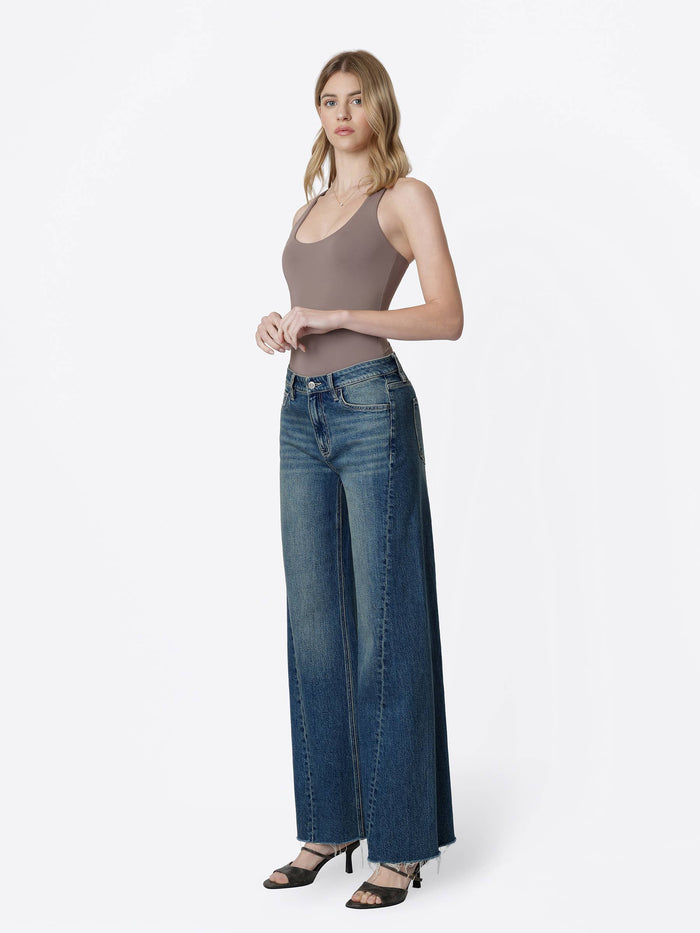 Melody HIGH RISE SIDE SEAMED DARK WIDE LEG JEANS
