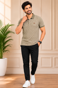 Men's Olive Green Printed Polo T-Shirt | Premium Casual Wear