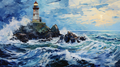 Mesmerizing Ocean Lighthouse In Waves