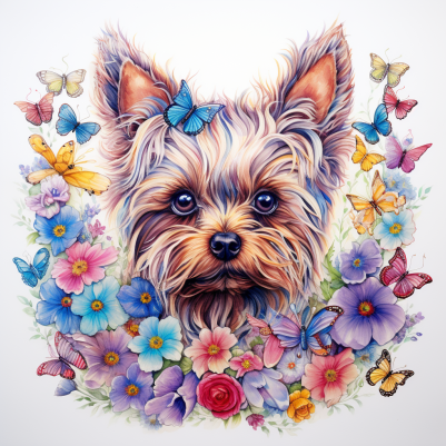 Mesmerizing Pretty Yorkie And Butterflies