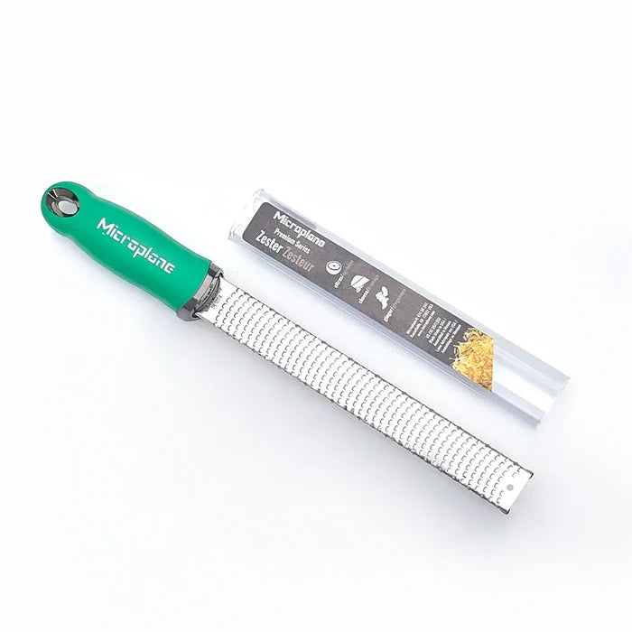 Microplane zester with packaging on a white background