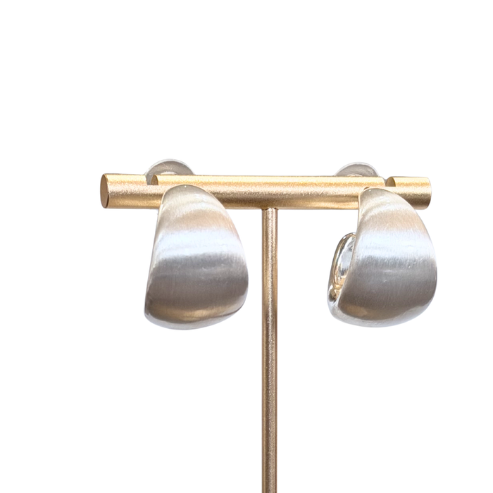 Mimi Wide Frosted Hoops (Silver or Gold) Post Earrings