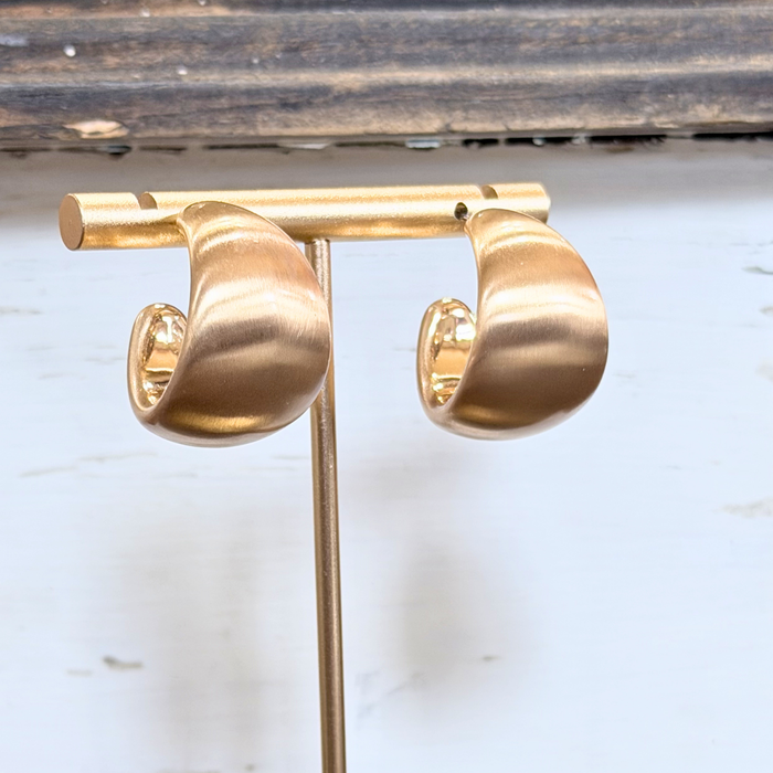 Mimi Wide Frosted Hoops (Silver or Gold) Post Earrings