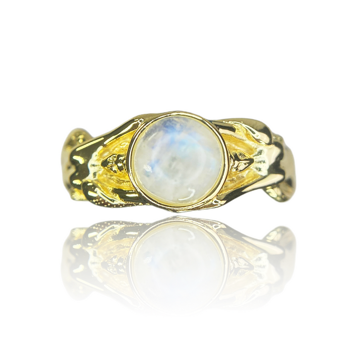 Moonstone Mermaid and Snake Ring