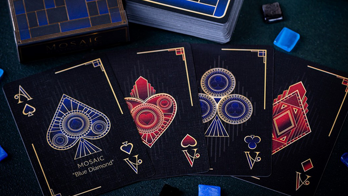 PlayingCardDecks.com-Mosaic Blue Diamond Playing Cards WJPC