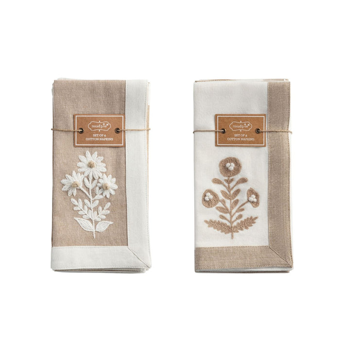 Mud Pie - Cloth Napkin - Embroidered Set 4 - Findlay Rowe Designs