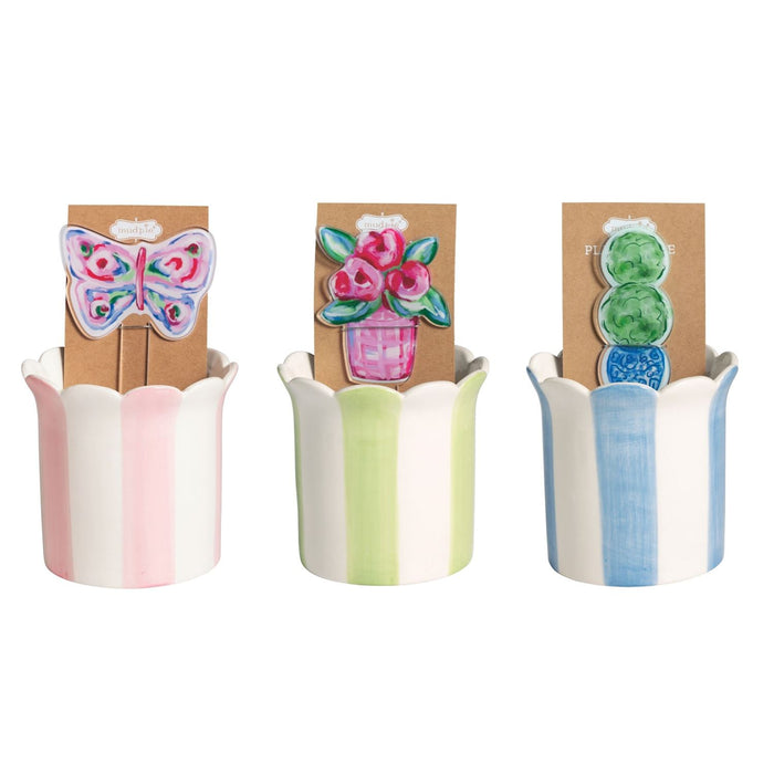 Mud Pie - Plant Pot with Acrylic Stake - Findlay Rowe Designs