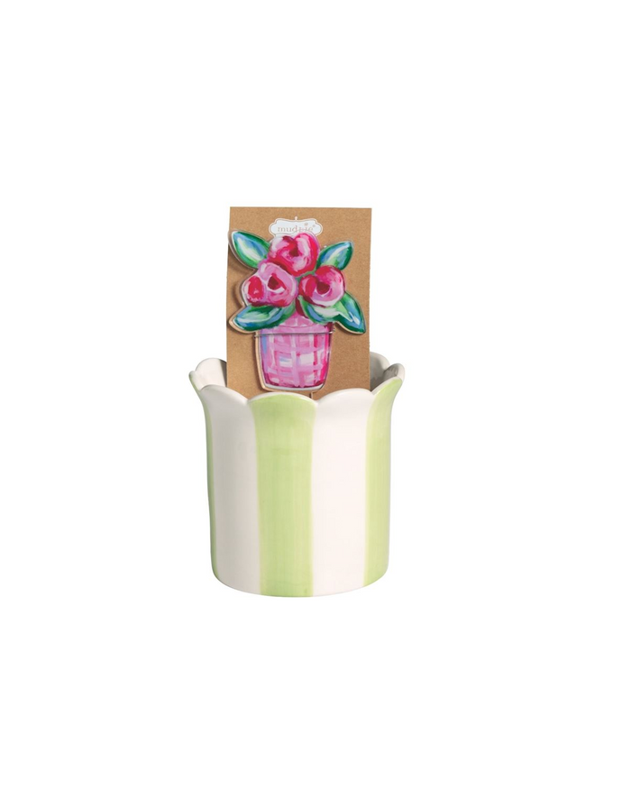 Mud Pie - Plant Pot with Acrylic Stake - Findlay Rowe Designs