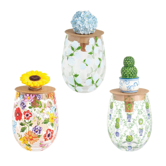 Mud Pie - Stemless Wine Set - Floral - Findlay Rowe Designs