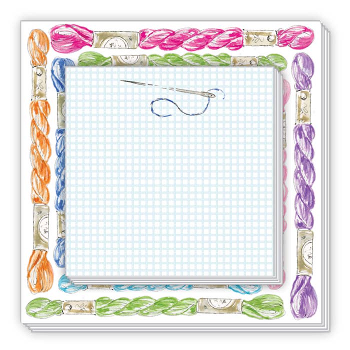 Needlepoint Canvas & Colorful Thread Notepad Duo