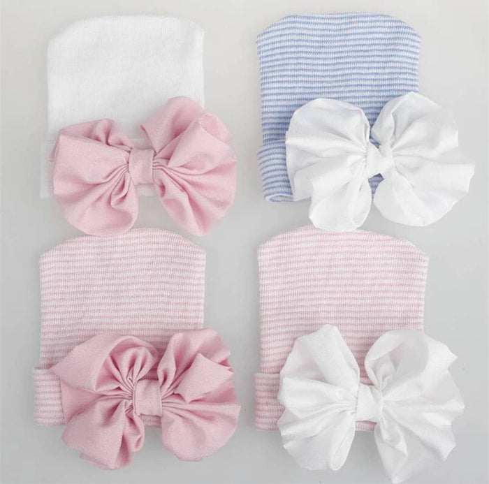 Newborn Hospital Hat with Satin Bow