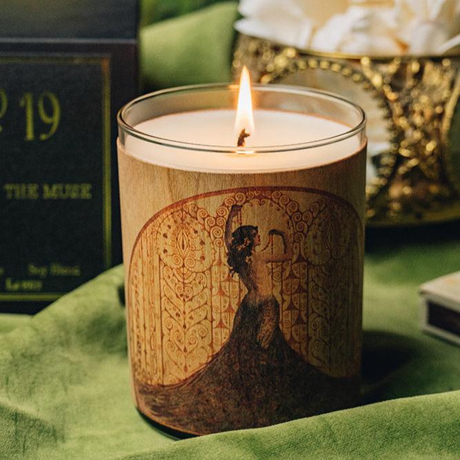 No. 19 Muse Wood Wrapped Candle