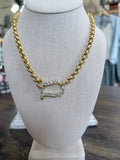 Noelle Yochi 18kt Gold Plated Rolo Chain Crystal Toggle Necklace