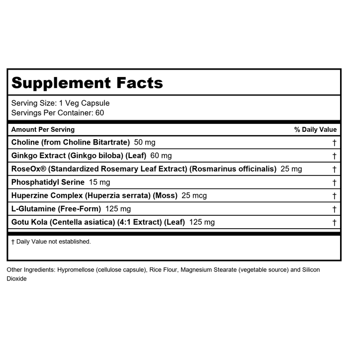Now Foods Brain Elevate 60 Vcaps - 3303 - Supplement Facts panel