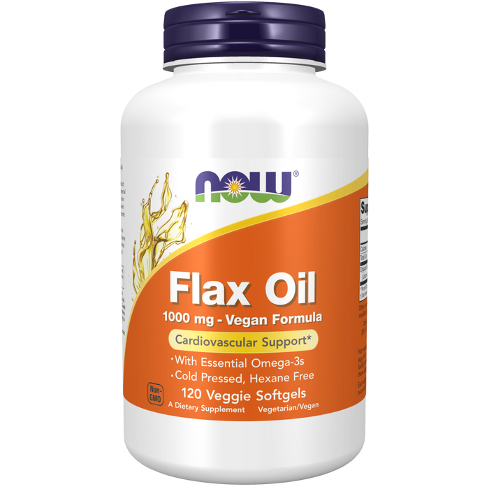 Now Foods Flax Oil 1000 mg Vegan Formula 120 Veggie Softgels - 1773