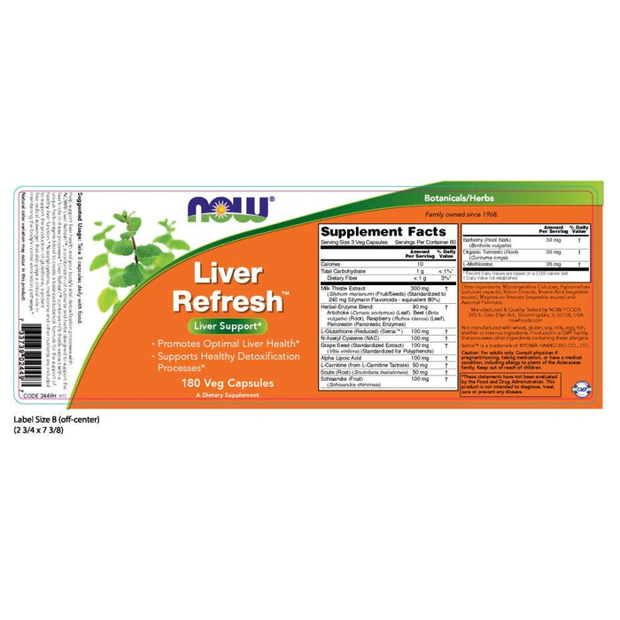 Now Foods Liver Refresh 180 Vcaps - 2449 - The Oasis of Health