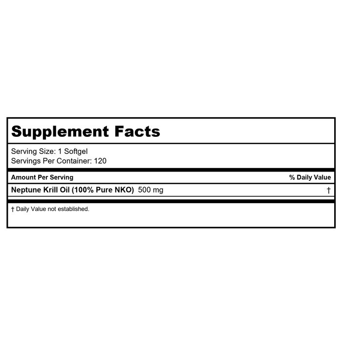 Now Foods Neptune Krill Oil 500 mg 120 Softgels - 1626 - Supplement Facts panel