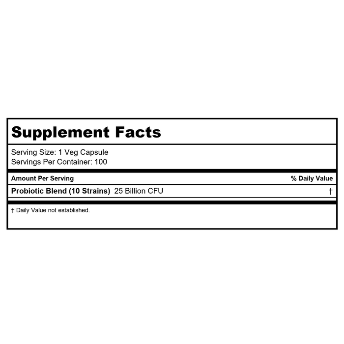 Now Foods Probiotic-10 25 Billion 100 Vcaps - 2933 - Supplement Facts panel