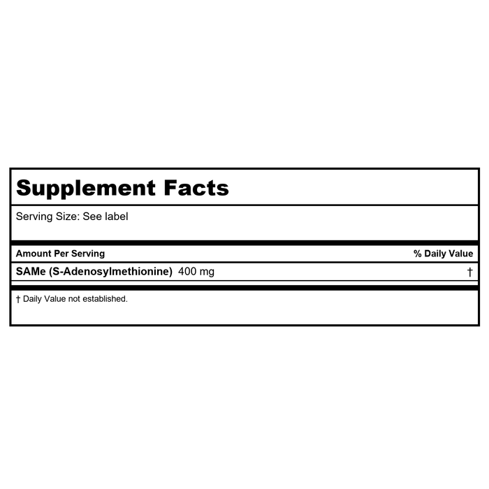 Now Foods SAMe 400 mg 30 Tablets - 0139 - Supplement Facts panel