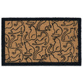 Outline Cats Black Coir Doormat with black outlined cats and a black border.