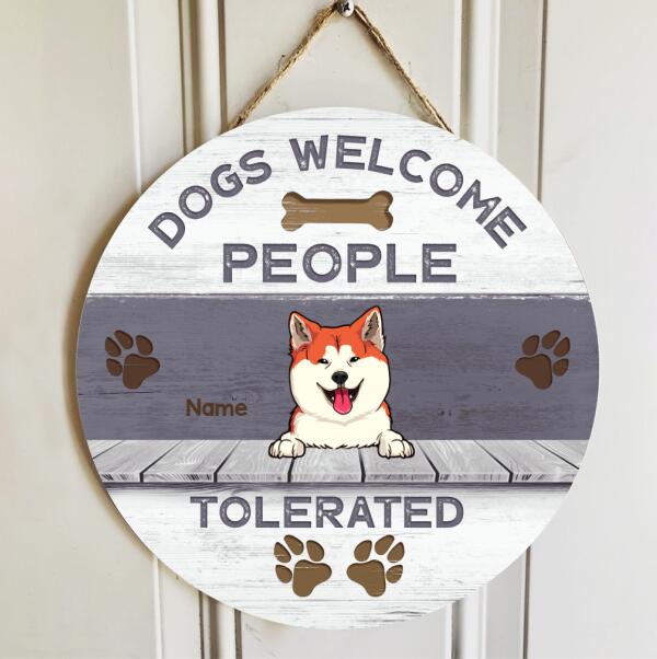 Pawzity Custom Wooden Signs, Gifts For Dog Lovers, Dogs Welcome People Tolerated Personalized Housewarming Gifts , Dog Mom Gifts