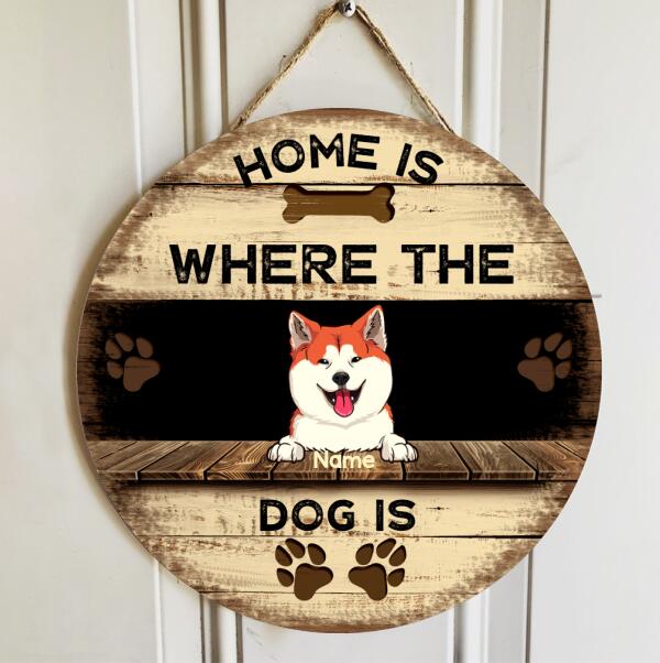 Pawzity Personalized Home Signs, Gifts For Dog Lovers, Home Is Where The Dogs Are Custom Wooden Signs , Dog Mom Gifts