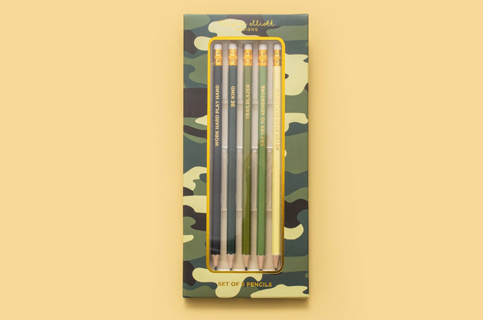Pencil Set - Motivational - Camo - 5 Piece Set