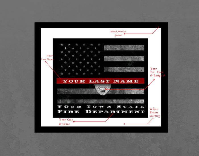 Personalized Firefighter thin red Line flag Fireman Sign Firefighter gift