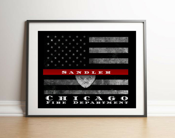 Personalized Firefighter thin red Line flag Fireman Sign Firefighter gift