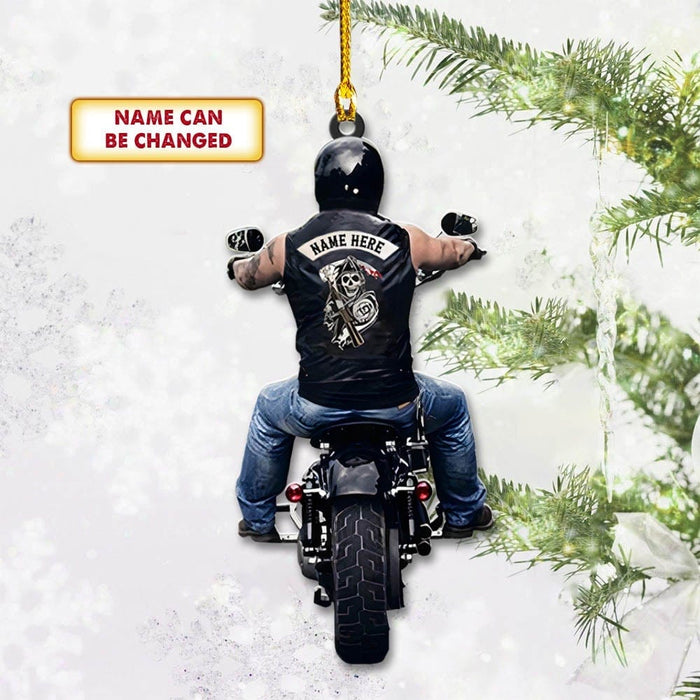 Men Biker Personalized Shape Acrylic Ornament or Keychain Ornament / PACK 1 Keychain MelodyNecklace