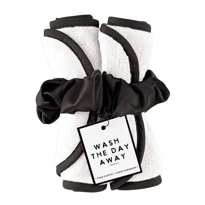 Plush Face Cloth - White with Black Trim