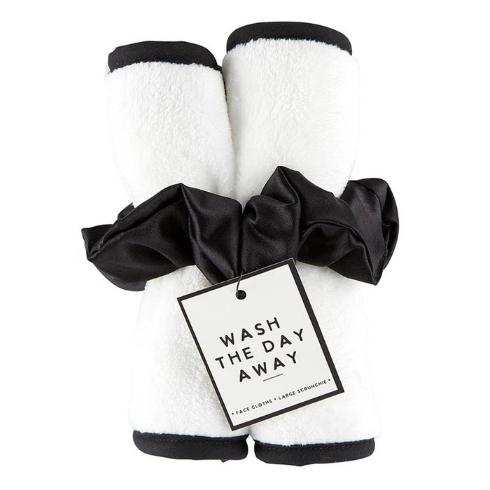 Plush Face Cloth - White with Black Trim