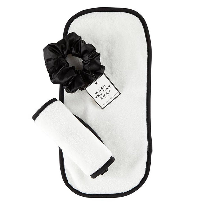 Plush Face Cloth - White with Black Trim